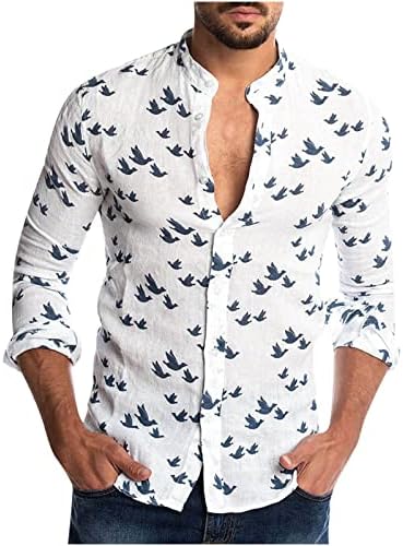 Prevelike Košulje za Muškarce je Majice Opušteno Stajati Collor Dugme Otisak Dugi Rukav Najviše Džemper