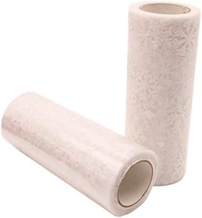 Artibetter Božić Pahuljica Tulle Roll Sjajem Organza Gazu Traku 15cm 10Yards (White)
