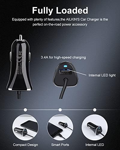 USB-C Auto Punjac, 3.4 USB Tip C Auto Punjač Adapter & Brzo Glavni Kabl Žice Cargador Carro Upaljač za Samsung