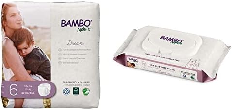 Bambo Priroda Premije Eko Bebu Pelene, Veličine 6, 144 Računati + Bambo Priroda Uredno Dupeta Eko Bebu Vlažne